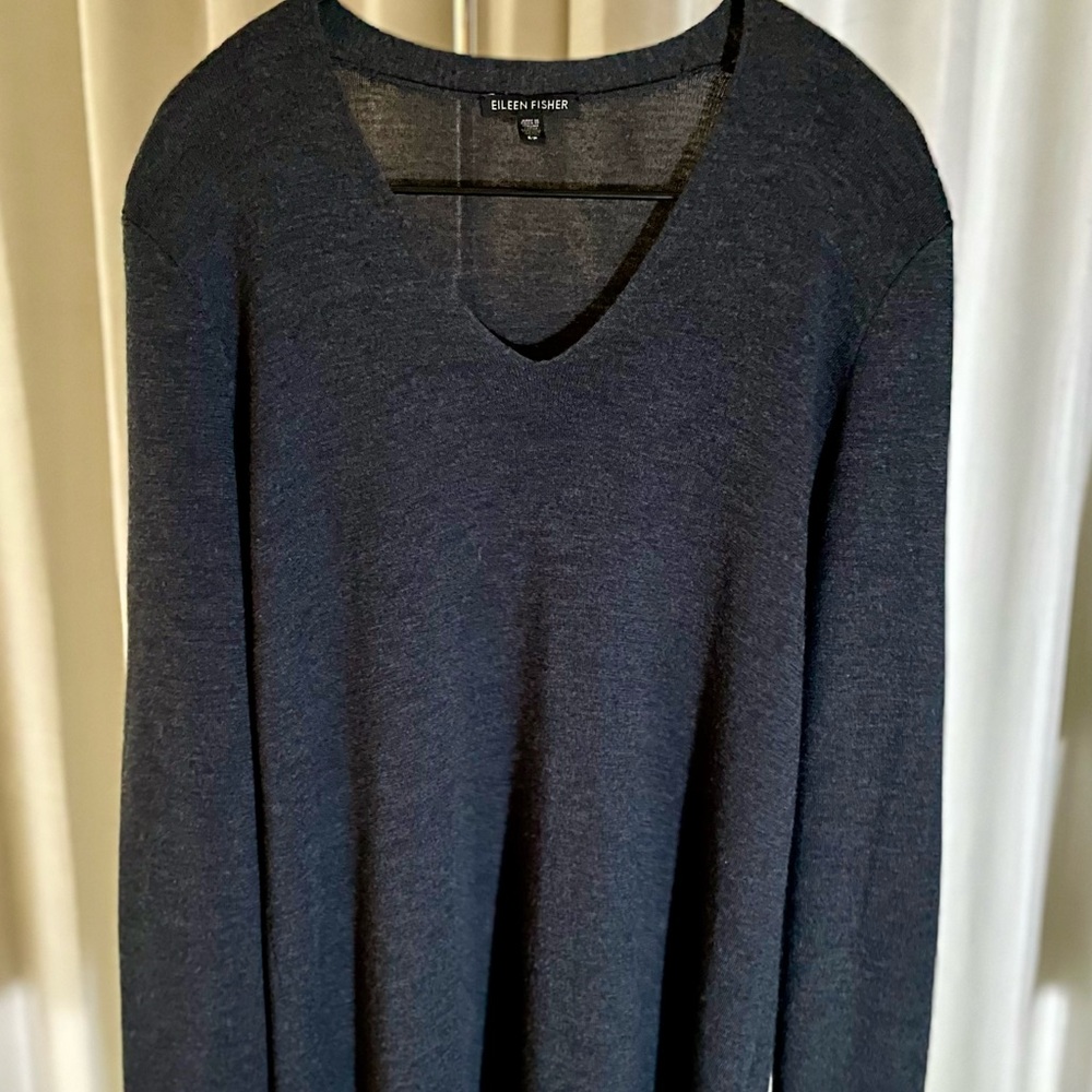 Eileen Fisher charcoal v-neck merino tunic